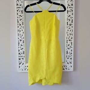 Topshop Bright Yellow strappy sleeveless back zip dress with lace overlay